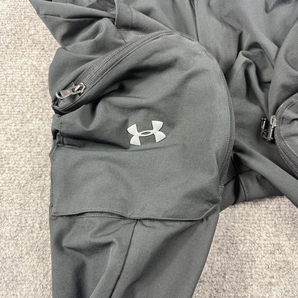 Under Armour Project Rock Pants Mens 34x30 Black Softshell Track Cargo Pockets - Picture 5 of 10
